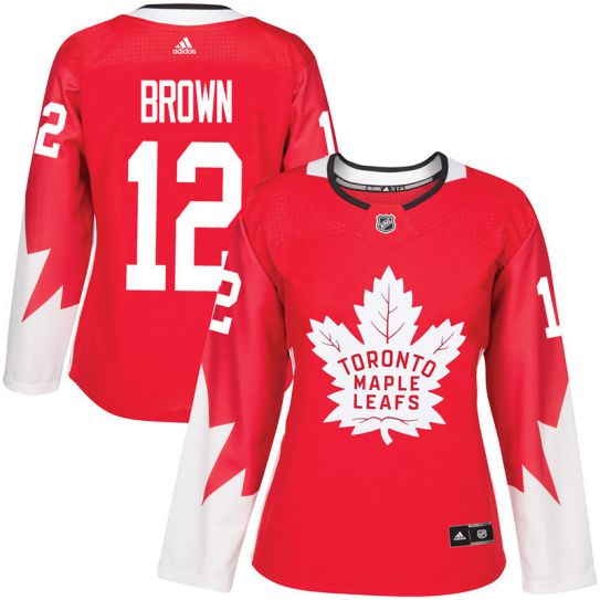 2017 NHL Toronto Maple Leafs women 12Connor Brown red jersey->->Women Jersey